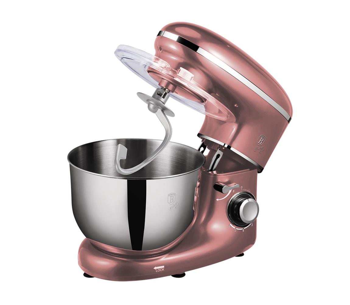 Robot de bucătărie cu bol din oțel inoxidabil 1300W/230V roz-auriu BerlingerHaus