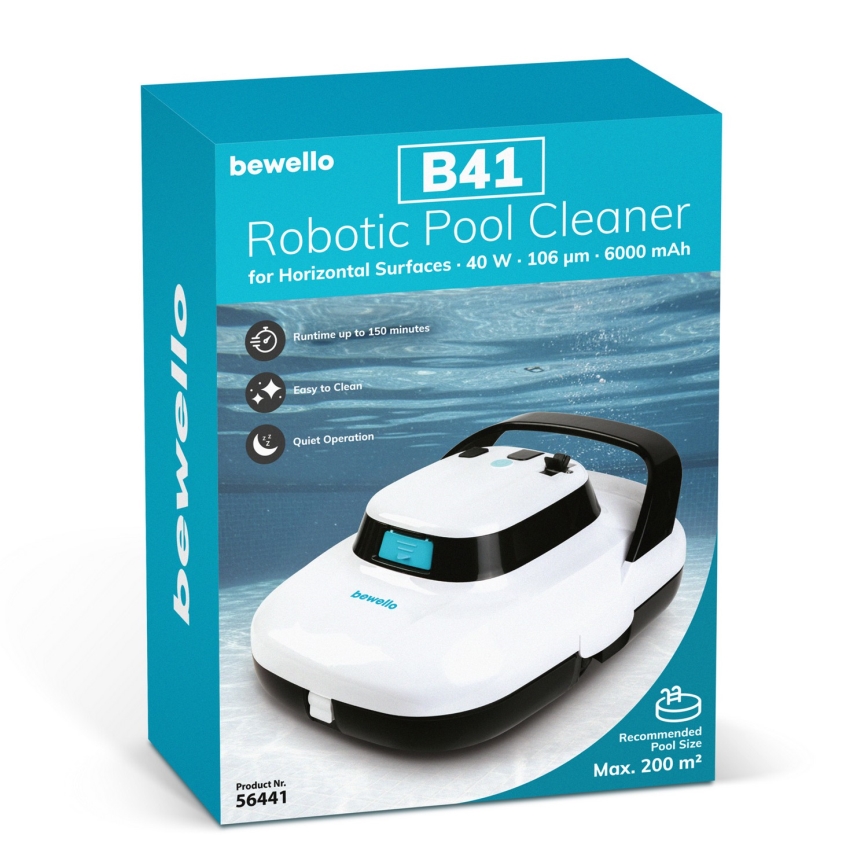 Robot de curățare pentru piscine pentru suprafețe orizontale 40W/12,6V 6000 mAh IPX8 alb