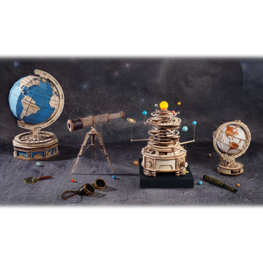 RoboTime - Puzzle mecanic 3D din lemn Planetariu