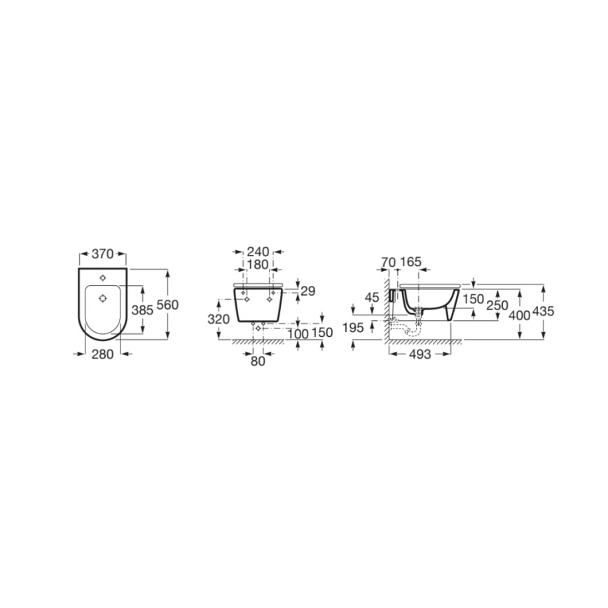 Roca A357525000 - bideu suspendat INSPIRA ceramică/albă