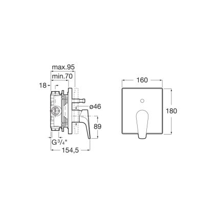 Roca A5A0B90C00 - Baterie de duș încastrată ATLAS, crom lucios