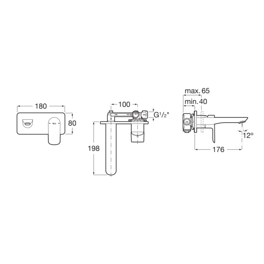 Roca A5A356EC00 - Baterie de cadă pentru montaj încastrat CALA, crom lucios