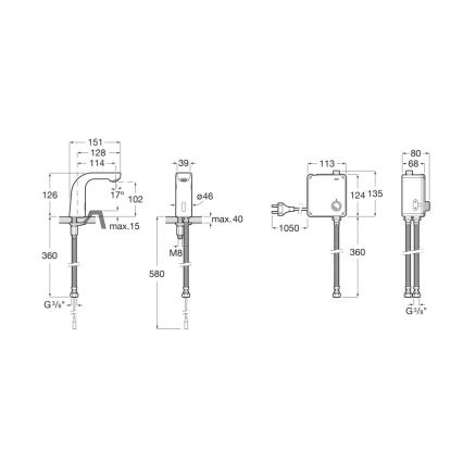 Roca A5A5309C00 - Baterie lavoar cu senzor L20, 4xAA, crom lucios