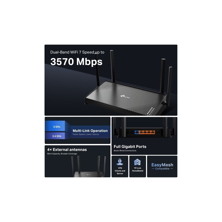 Router dual-band Wi‑Fi 7 TP-Link Archer BE220