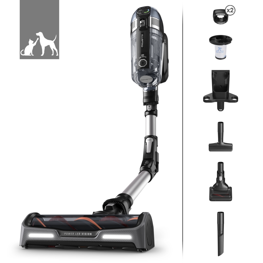 Rowenta - Aspirator vertical 3-în-1 X-FORCE ANIMAL AUTO 480W/32,4V negru 2000 mAh
