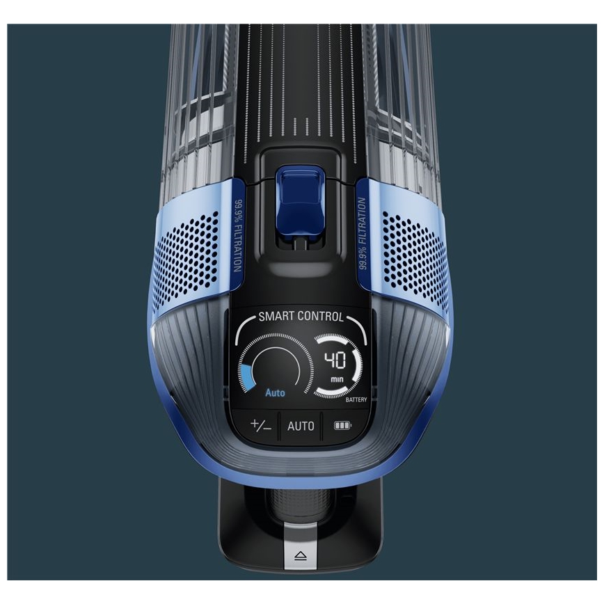 Rowenta - Aspirator vertical cu mop X-FORCE FLEX ANIMAL AQUA AUTO 3în1 480W/32,4V 2500 mAh albastru