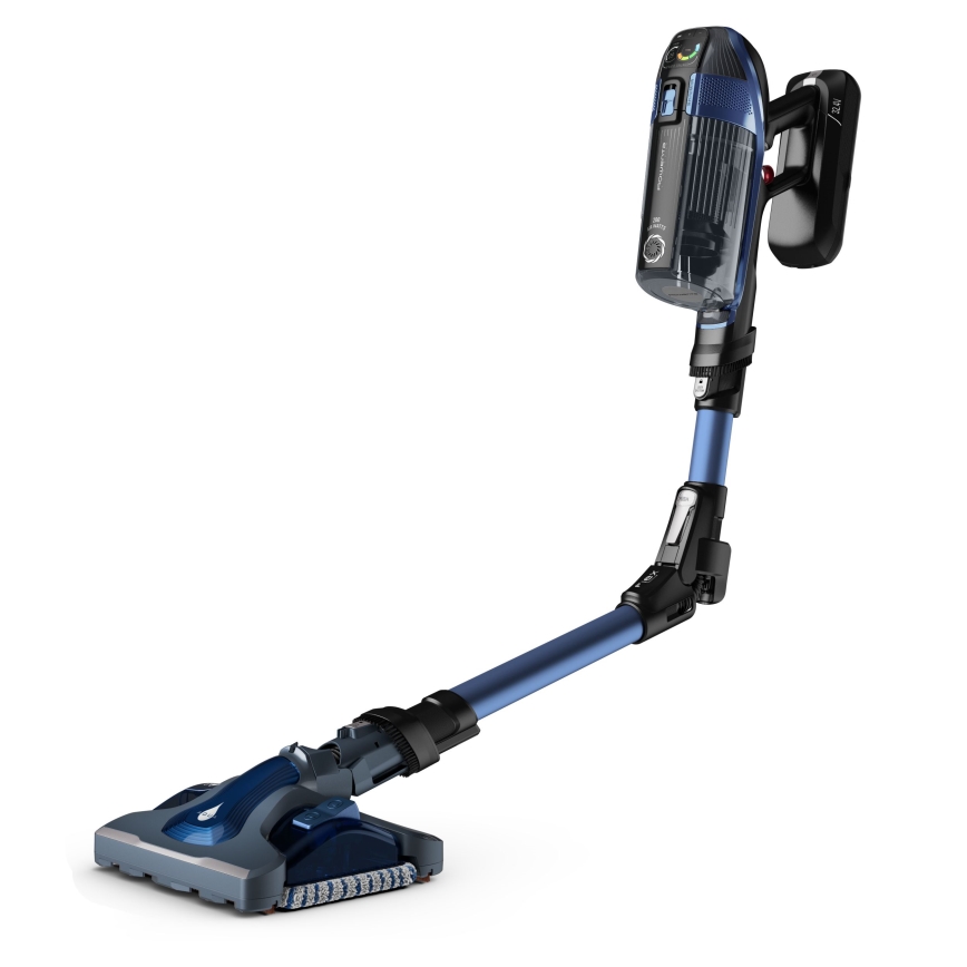 Rowenta - Aspirator vertical cu mop X-FORCE FLEX ANIMAL AQUA AUTO 3în1 480W/32,4V 2500 mAh albastru
