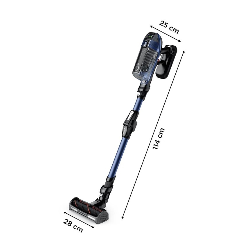 Rowenta - Aspirator vertical cu mop X-FORCE FLEX ANIMAL AQUA AUTO 3în1 480W/32,4V 2500 mAh albastru