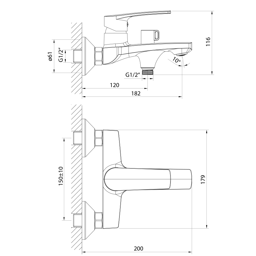 Samona - Baterie pentru cadă KORANA crom lucios