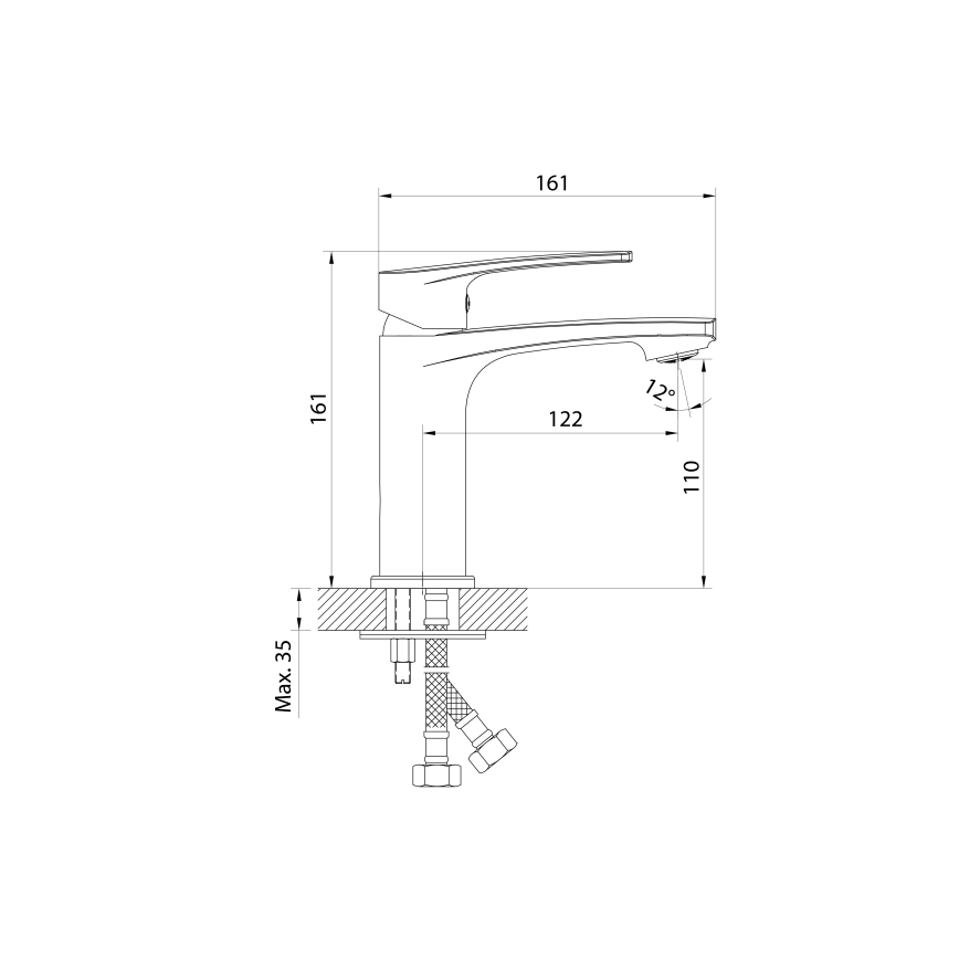 Samona - Baterie pentru lavoar KORANA 16 cm crom lucios