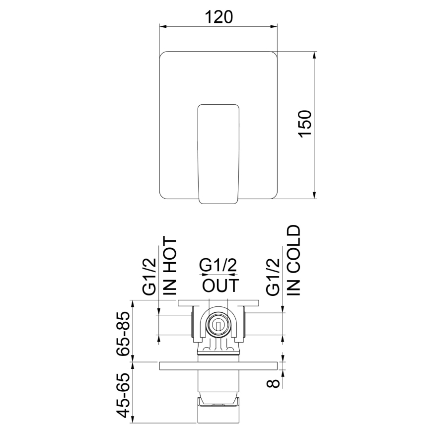 Sapho - Baterie de duș cu montaj încastrat TURSI, negru mat