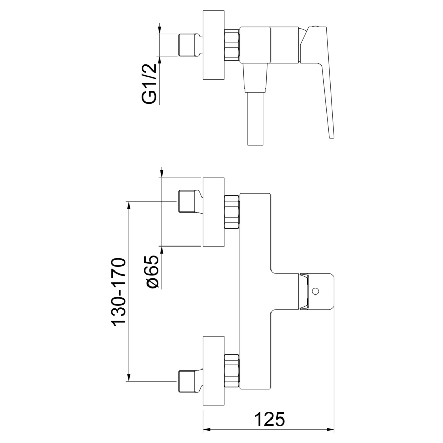 Sapho - Baterie de duș TURSI negru mat