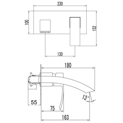 Sapho - Baterie lavoar GINKO, negru mat