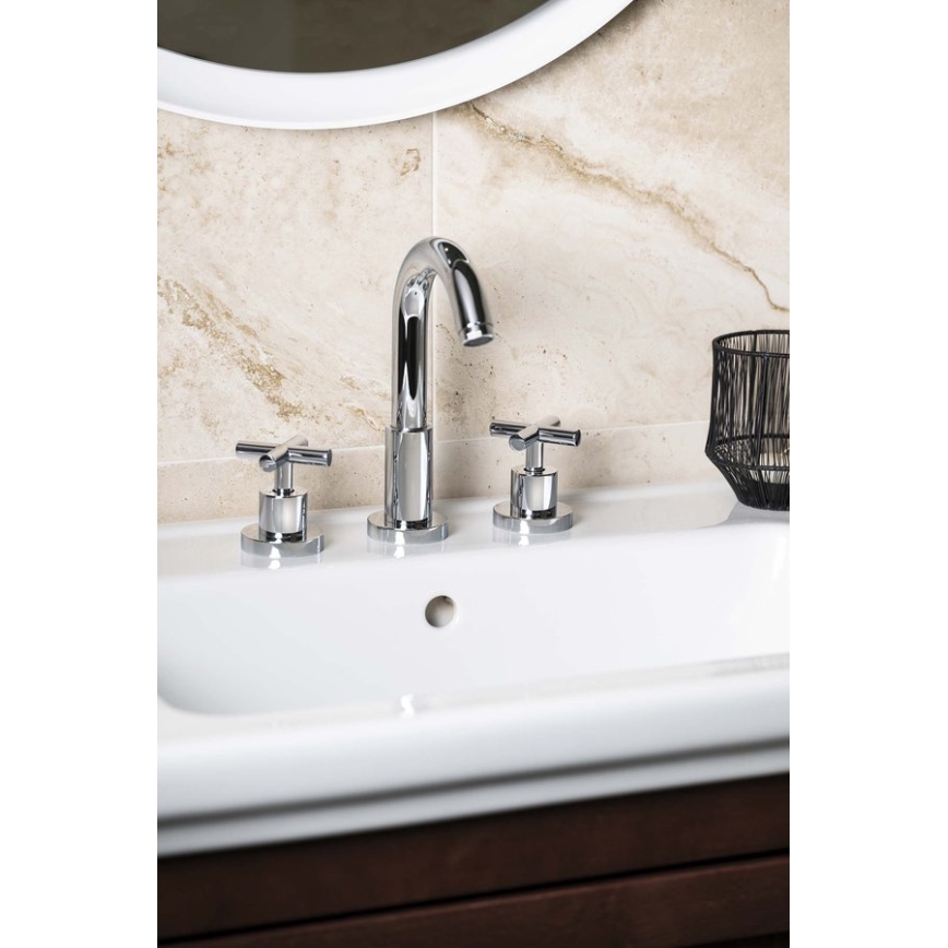 Sapho - Baterie pentru lavoar cu 3 găuri AXIA RETRO, 23,8 cm, crom lucios