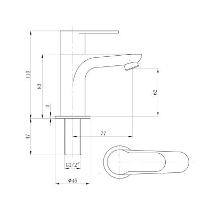 Sapho - Baterie pentru lavoar SMALL 11,3 cm crom lucios