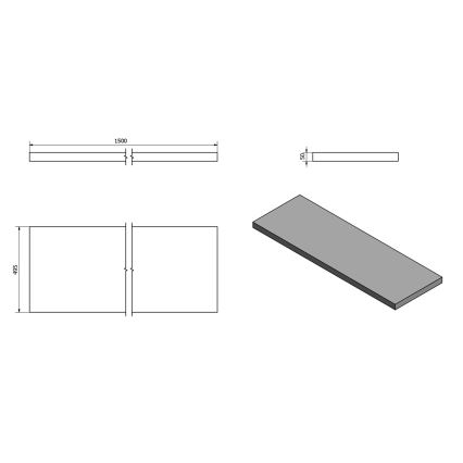 Sapho - Blat pentru lavoar AVICE, 150 x 49,5 cm, gri/ciment