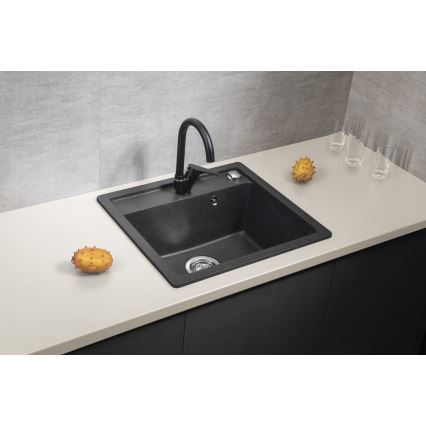 Sapho - Chiuvetă de bucătărie 53x50 cm granit/negru