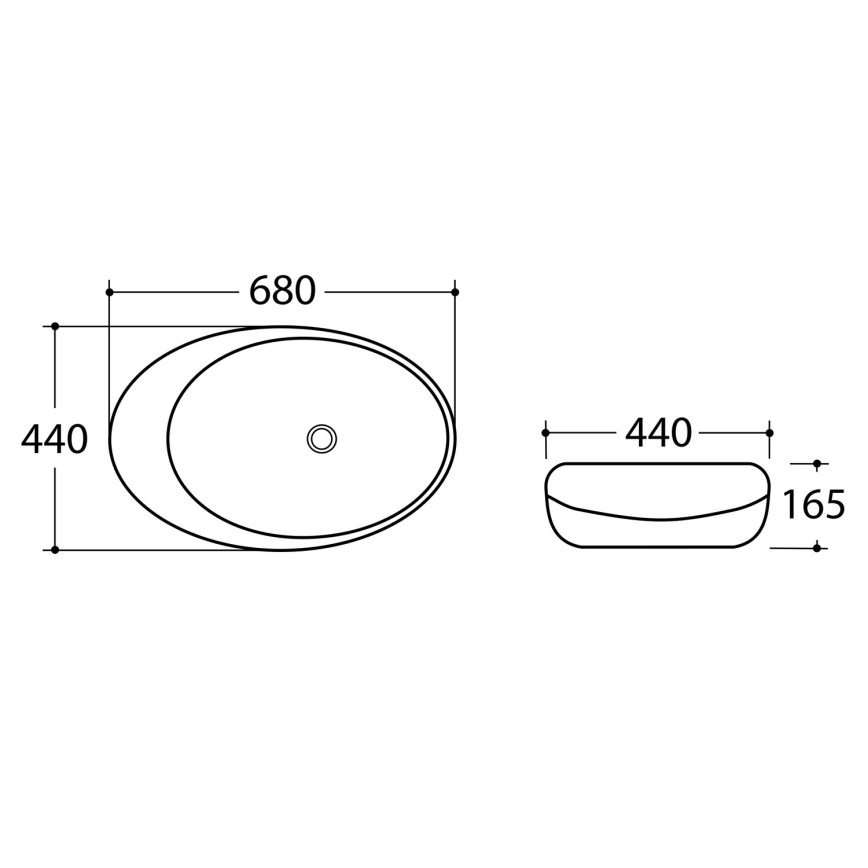 Sapho DALMA - lavoar pentru blat, 68 x 44 cm, gri