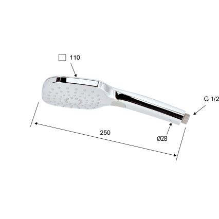 Sapho - Duș de mână cu buton, crom lucios