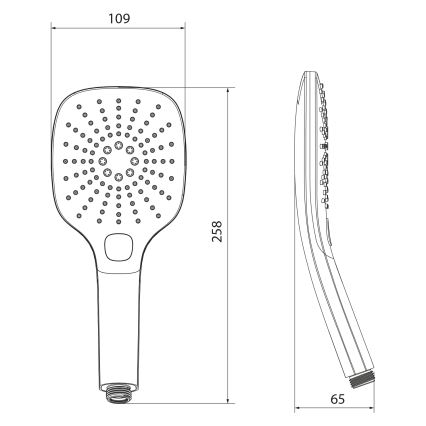 Sapho - Duș de mână cu buton, crom lucios