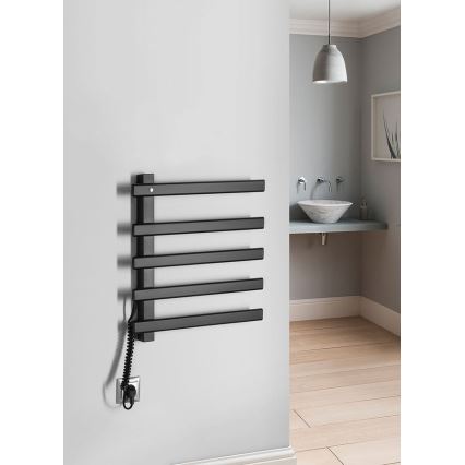 Sapho - ELCOR Uscător electric pentru prosoape, 63 W, 48 x 52 cm, negru mat