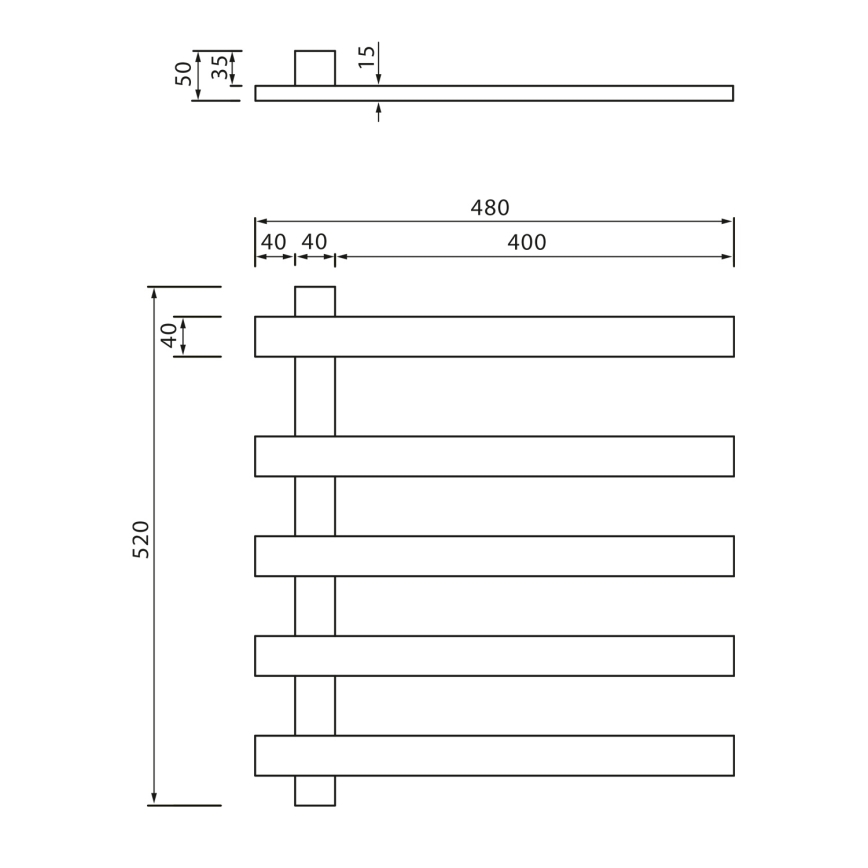 Sapho - ELCOR Uscător electric pentru prosoape, 63 W, 48 x 52 cm, negru mat