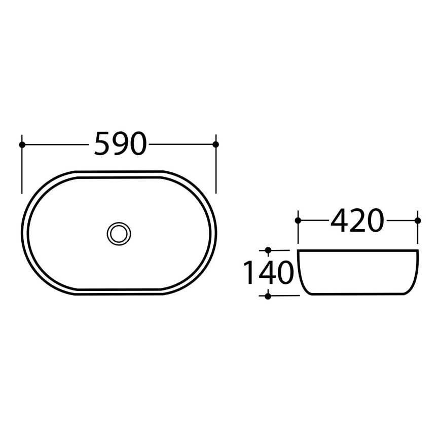 Sapho - Lavoar DALMA pentru blat, 59 x 42 cm, ceramică/gri