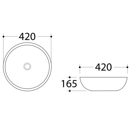 Sapho - Lavoar DALMA pentru blat, Ø 42 cm, ceramică/Carrara/alb