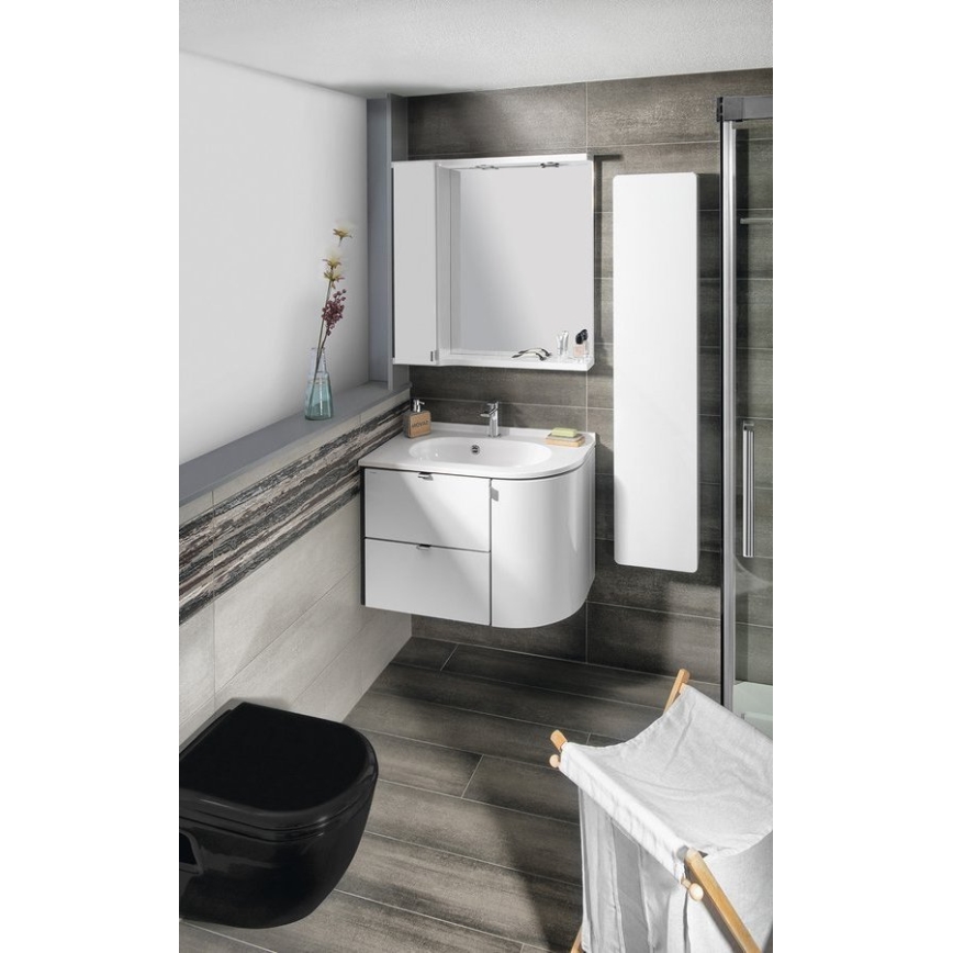 Sapho - Lavoar încastrat de colț PULSE 75x43 cm marmură/alb