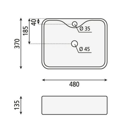 Sapho - Lavoar pe blat BALENA 48x37 cm ceramică/alb