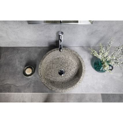 Sapho - Lavoar pe blat PRIORI Ø 41 cm alb/gri