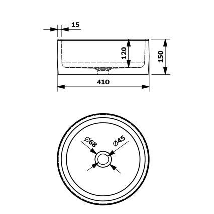 Sapho - Lavoar pe blat PRIORI Ø 41 cm alb/gri