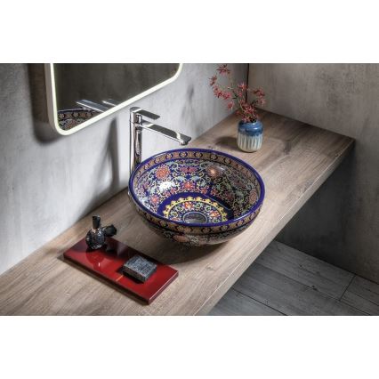 Sapho - Lavoar pe blat PRIORI Ø 41 cm, ceramică/multicolor