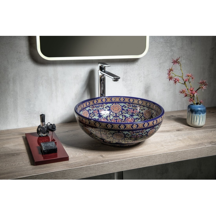 Sapho - Lavoar pe blat PRIORI Ø 41 cm, ceramică/multicolor