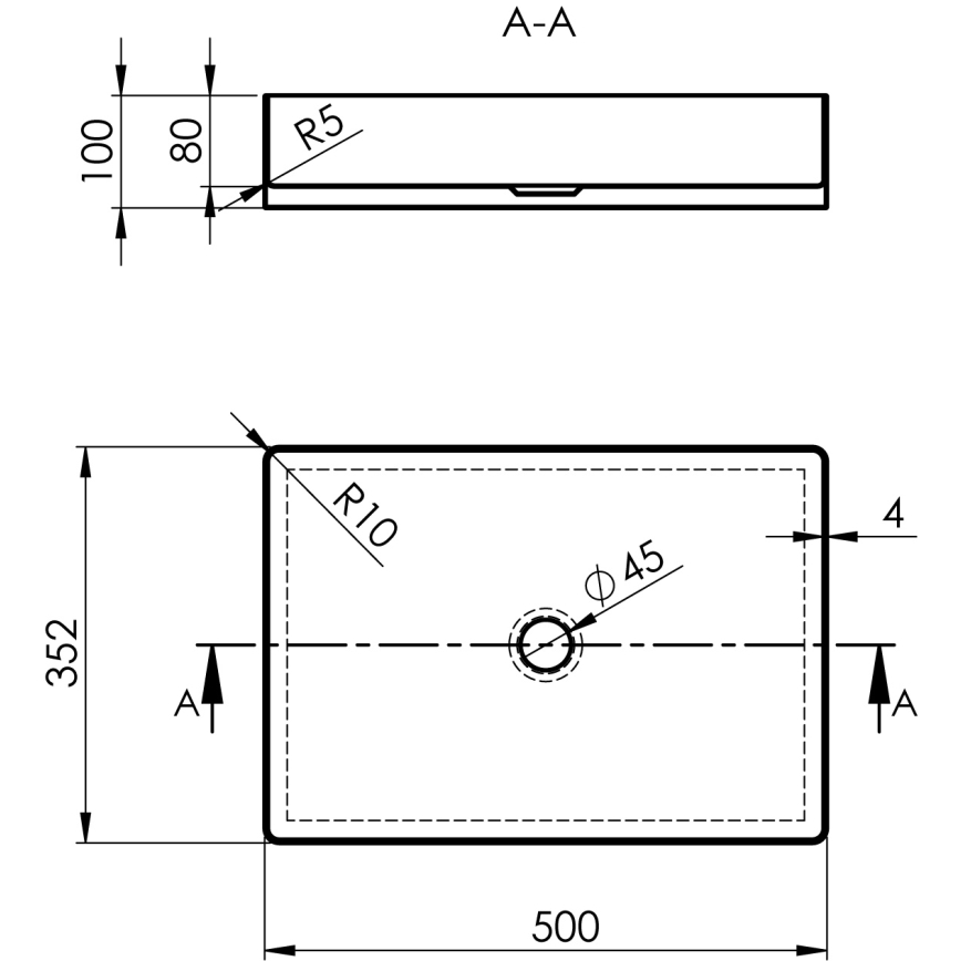 Sapho - Lavoar pentru blat AURUM 50 x 35 cm, antracit