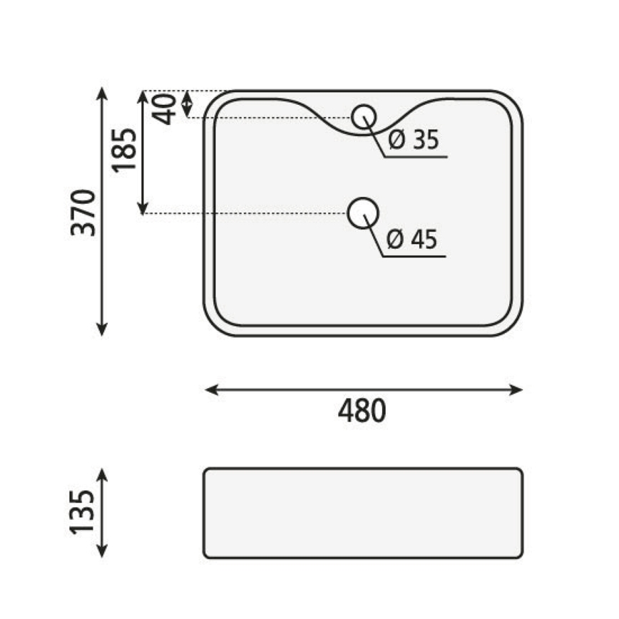 Sapho - Lavoar pentru blat BALENA 48x37 cm, negru mat