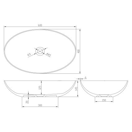 Sapho - Lavoar pentru blat FORMIGO 60 x 40 cm beton/gri