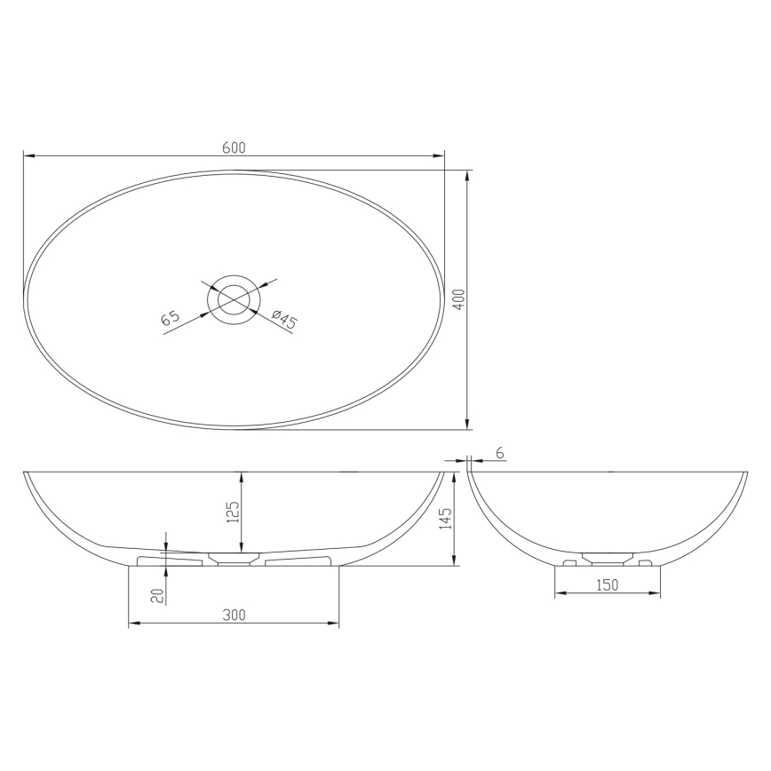 Sapho - Lavoar pentru blat FORMIGO 60x40 cm beton/maro