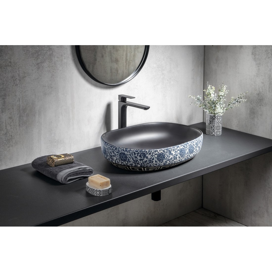 Sapho - Lavoar pentru blat PRIORI 60x40 cm ceramică/negru/albastru