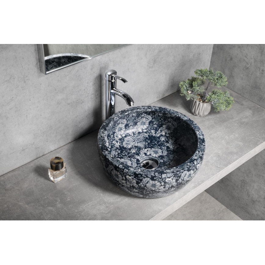 Sapho - Lavoar pentru blat PRIORI Ø 41 cm ceramică/albastru
