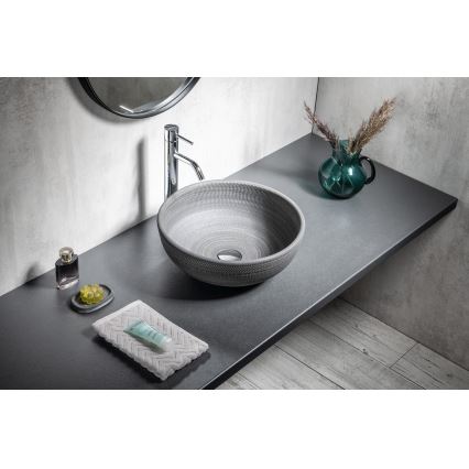 Sapho - Lavoar pentru blat PRIORI Ø 41 cm, ceramică/gri