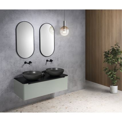 Sapho - Lavoar pentru blat TURF Ø 44 cm, beton/granit negru