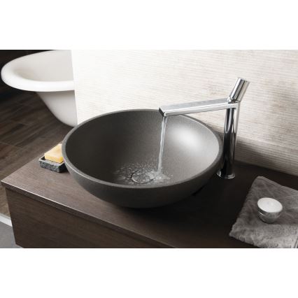 Sapho - Lavoar pentru blat TURF Ø 44 cm, beton/granit negru