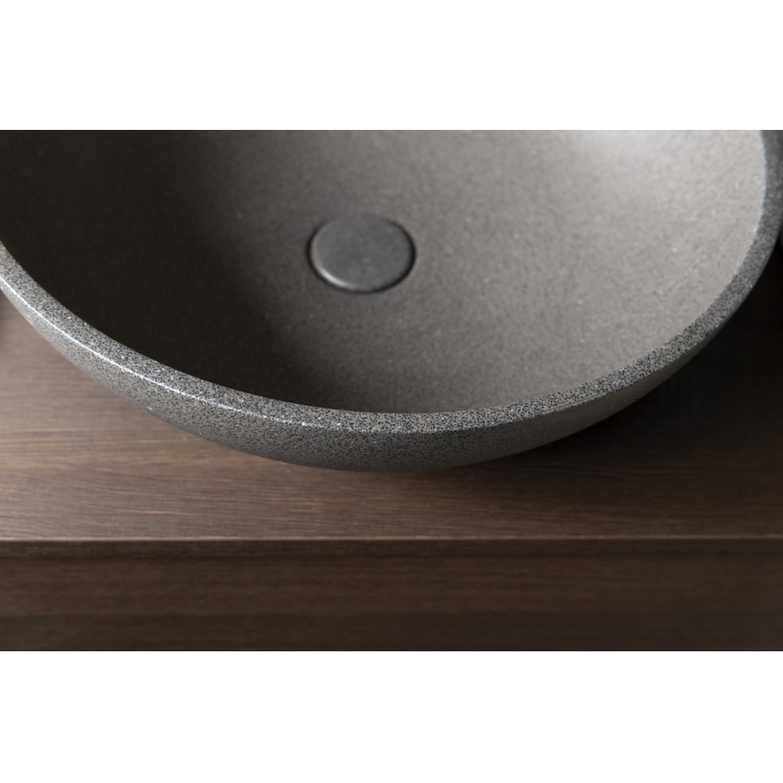 Sapho - Lavoar pentru blat TURF Ø 44 cm, beton/granit negru