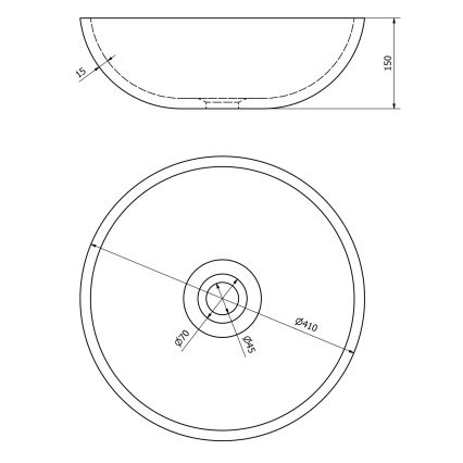 Sapho - Lavoar pentru montaj pe blat PRIORI Ø 41 cm, maro/albastru