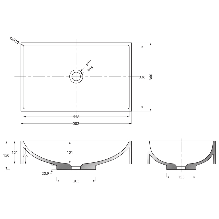 Sapho - Lavoar pentru montare pe blat 58x36 cm, finisaj beton/bej