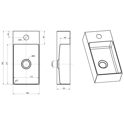 Sapho - Lavoar suspendat AURUM 36,5x18 cm cupru mat