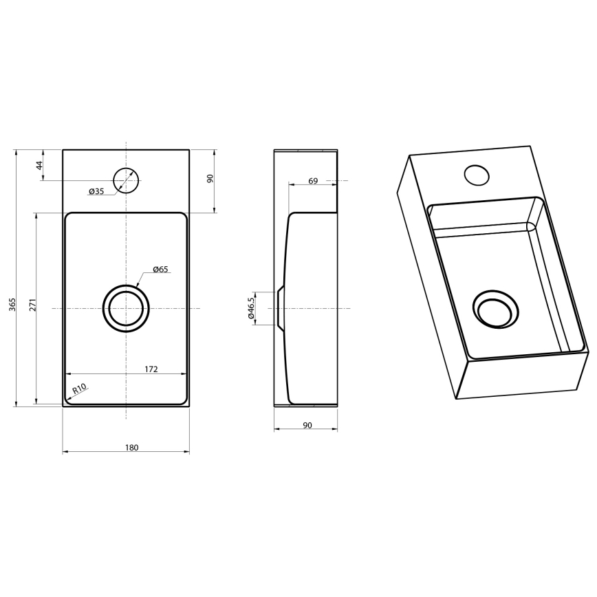 Sapho - Lavoar suspendat AURUM 36,5x18 cm cupru mat