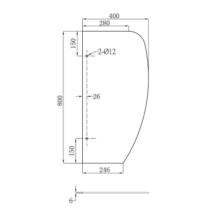 Sapho - Panou despărțitor pentru pisoare 40x80 cm, sticlă mată