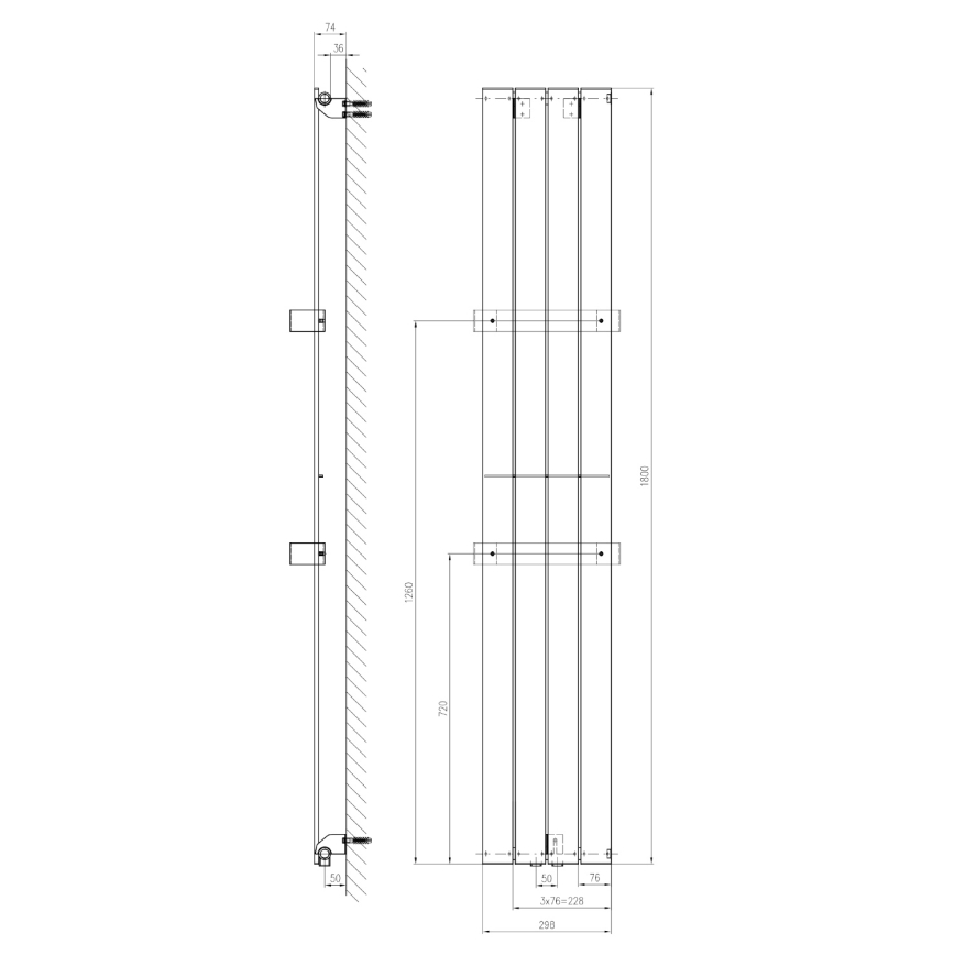 Sapho - Radiator de baie COLONNA 180 x 30 cm, argintiu